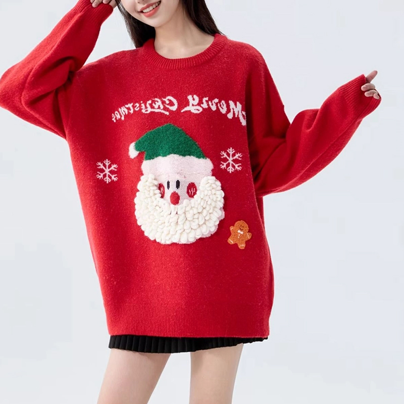 custom christmas sweater maker hongfeng creates unique festive designs with red santa claus style.